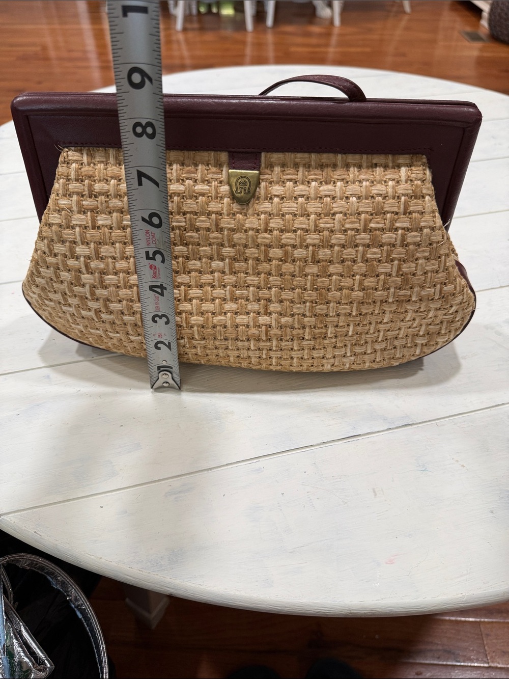 Etienne Aigner Natural Raffia Tote with Dark Brown Trim - Picture 14 of 16